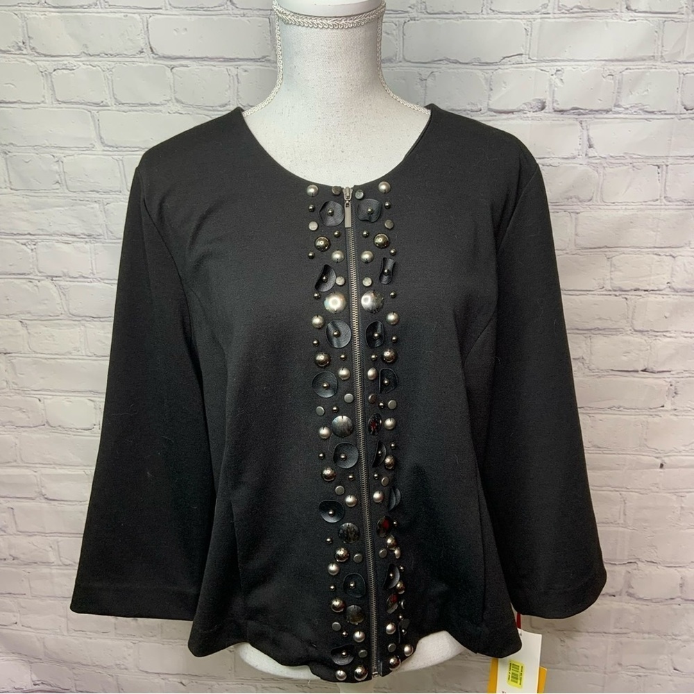 Ruby Rd. Black Embellished Zip Front Blazer 18 NWT